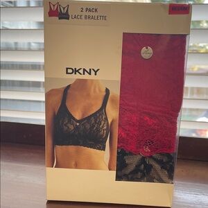 DKNY Black and Red Lace Bralette 2-Pack
